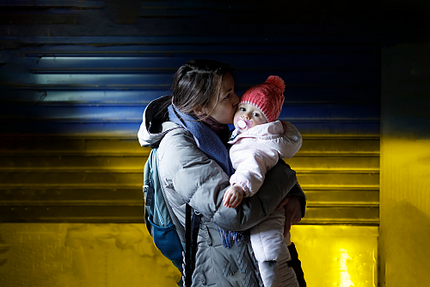Geflüchtete Ukrainerin mit Baby