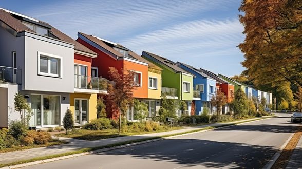 ©AdobeStock/Chingiz/KI-generiert Reihenhäuser KI-generiert