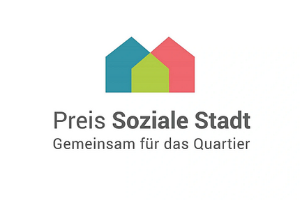 Logo von Preis Soziale Stadt 2023 mit dem Text Gemeinsamfür das Quartier