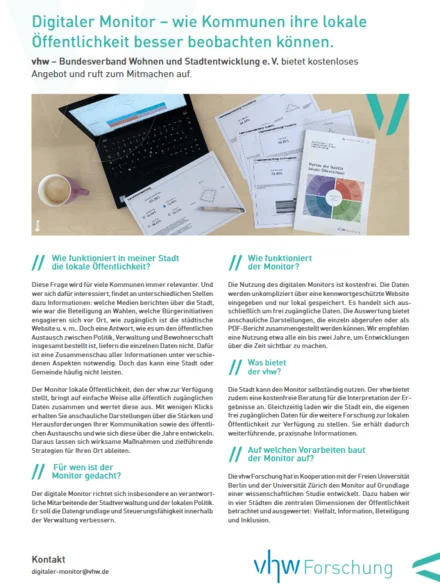 Bild der ersten Seite des Factsheets zum Monitor Lokale Öffentlichkeit