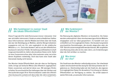 Bild der ersten Seite des Factsheets zum Monitor Lokale Öffentlichkeit