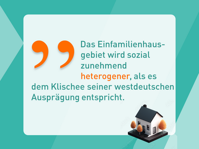 Zitat zum Statement: Das Einfamilienhausgebiet wird sozial zunehmend heterogener, als es dem Klischee seiner westdeutschen Ausprägung entspricht.