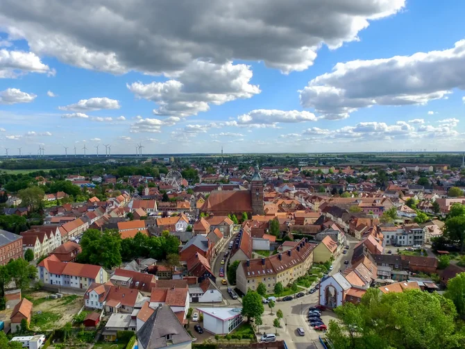 Veranstaltungsreihe Kleinstadt Web-Talks Luftansicht der Kleinstadt Osterburg in Sachsen-Anhalt
