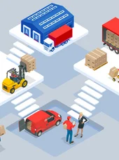 Lieferverkehr und Logistik Städtischer Lieferverkehr mit Transportfahrzeugen im Kontext von Logistik und Warenverteilung im urbanen Raum.