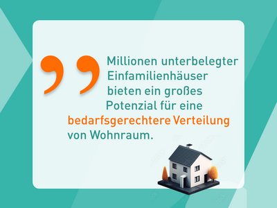 Zitat aus dem Statement: Millionen unterbelegter Einfamilienhäuser bieten ein großes Potenzial für eine bedarfsgerechtere Verteilung von Wohnraum.
