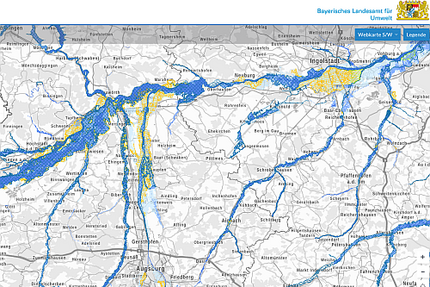 Screenshot der Naturgefahrenkarte Bayern 2022 auf https://www.umweltatlas.bayern.deumweltatlas.bayern.de