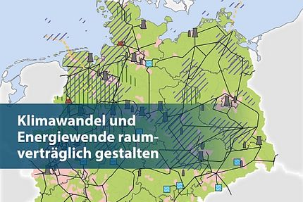 Illustration: Screenshot des Bericht-Titels "Klimawandel und Energiewende raumverträglich gestalten" des BBSR