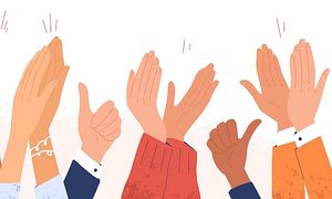  Vectorgrafik: Applaudierende Hände und Daumen hoch