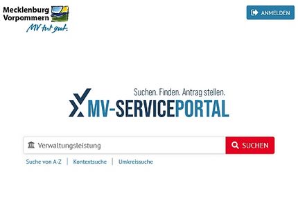 Screenshot Internetseite MV-Serviceportal