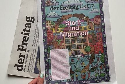 Foto des Titels der Beilage mit dem Schriftzug "Stadt und Migration"