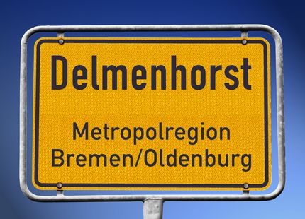Foto des Ortsschildes der Stadt Delmenhorst