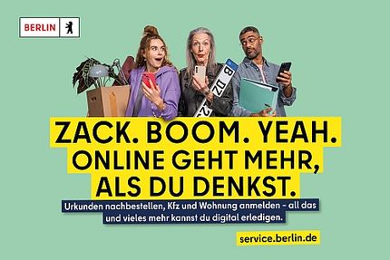 Keyvisual zur Kampagne "Online geht mehr, als Du denkst" der Senatskanzlei Berlin