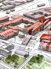 Illustration Bauplanung eines Stadtteils