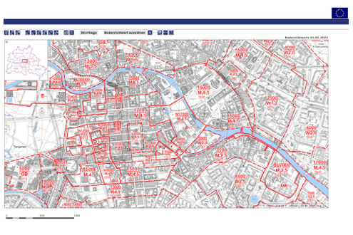 Screenshot Online-Bodenrichtwertkarte von Berlin